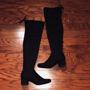 Black Suede Knee-High Boots